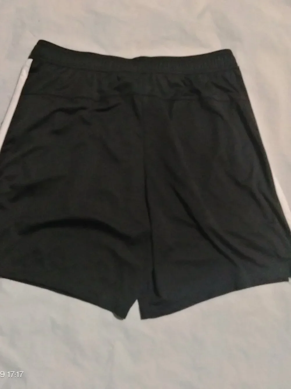 Men's Adidas 3 Stripe Drawstring Shorts Zipper Pockets Size L Black 7